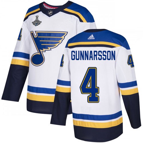 St. Louis Blues Trikot #4 Carl Gunnarsson Weiß Road 2019 Stanley Cup